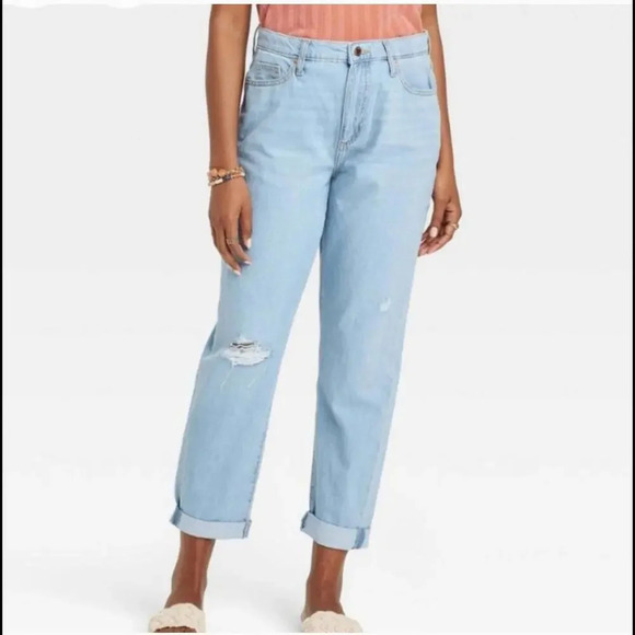 NWT Universal Thread High-Rise Boyfriend Jeans Size 12 Blue - Picture 1 of 12